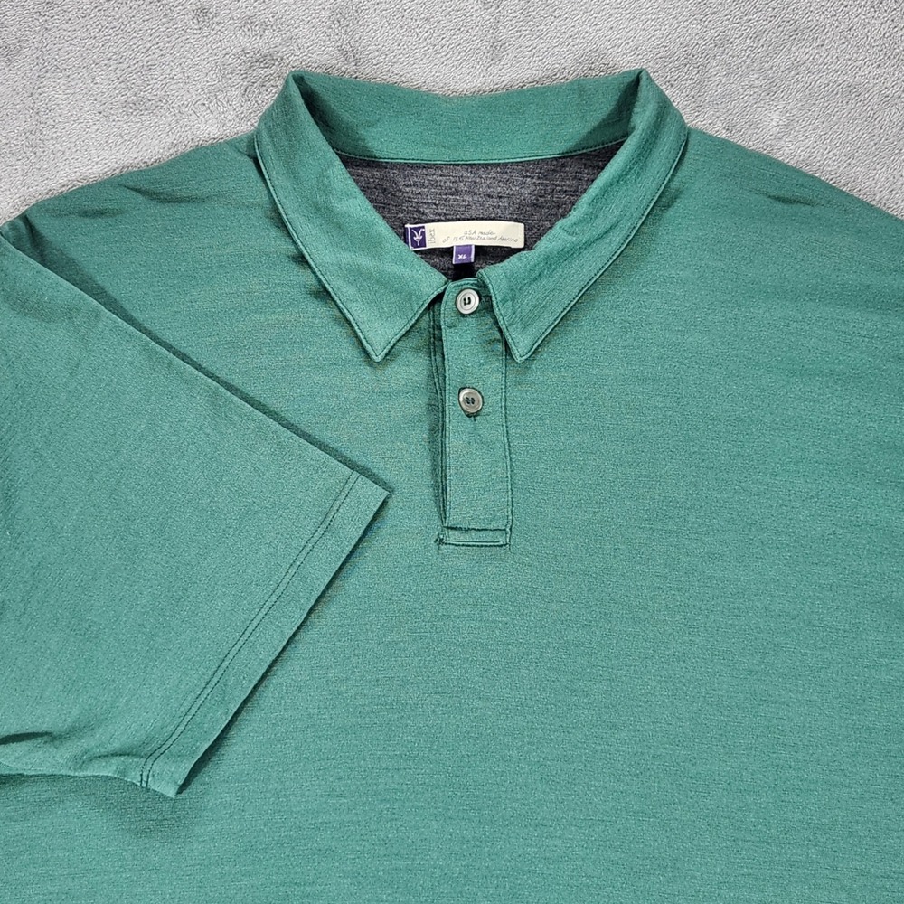 Ibex Mens XL Shirt Green Merino Wool Short Sleeve Polo USA Made 17.5 Micron